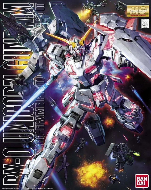 Bandai Gundam 1/100 MG RX-0 Unicorn Gundam (OVA) Full Psycho-Frame Model Kit - Image 9