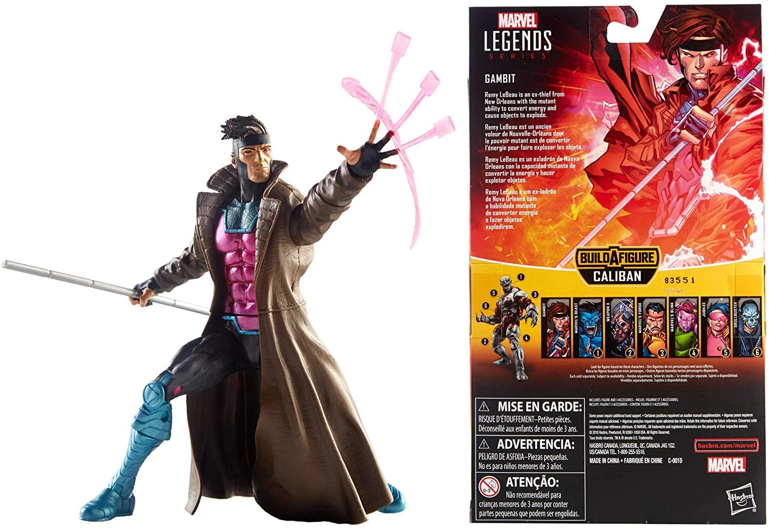 Hasbro Marvel Legends X-Men Series Gambit Caliban BAF Wave Action Figure - Image 3